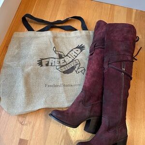 Freebird by Steven Tall Suede Boots in Burgundy in size 6